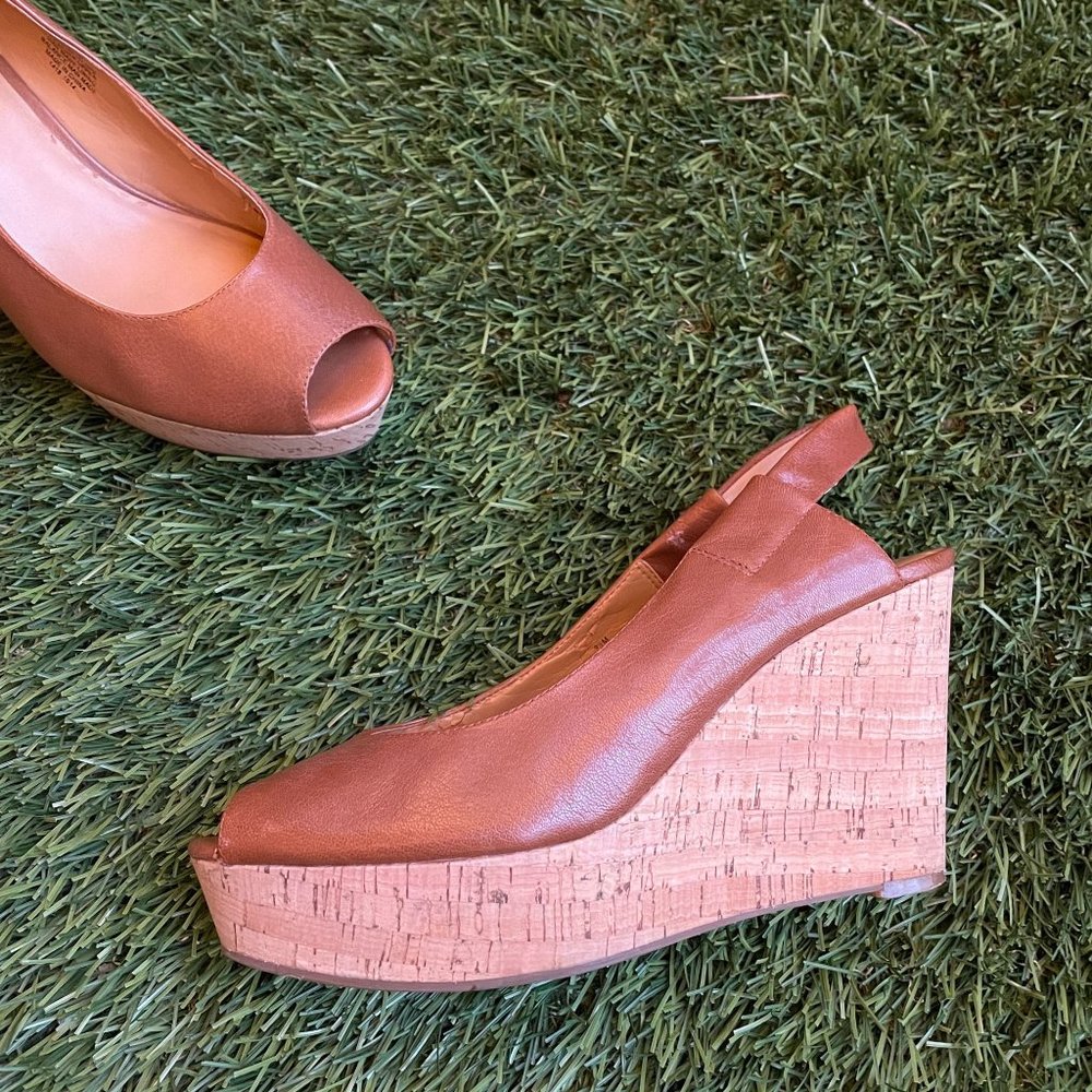 Nine West Cantalope sling back cork wedge